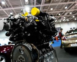 Detail photo of a clean car engine