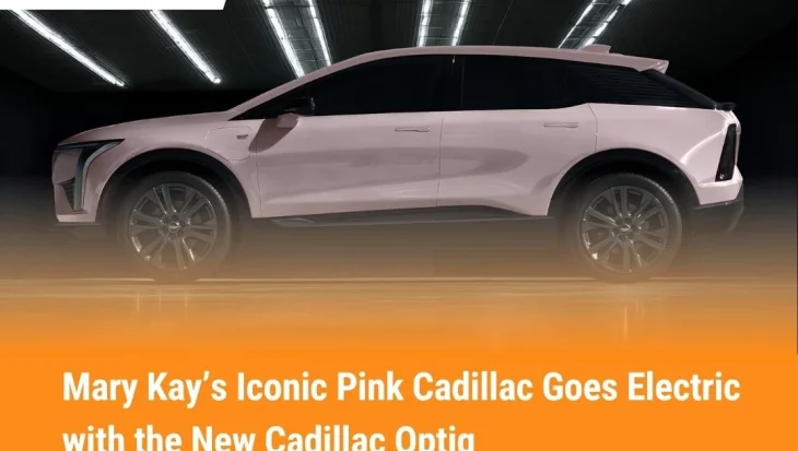 Mary Kay’s Iconic Pink Cadillac Goes Electric with the New Cadillac Optiq