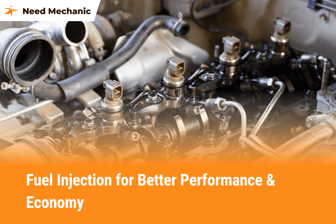 Close-up of a modern car engine’s fuel injection system showing injectors, fuel rail, and related components for better performance and fuel economy.