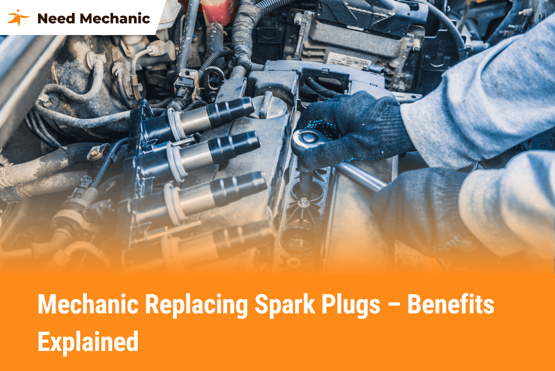 Mechanic replacing spark plugs to improve engine performance and fuel efficiency