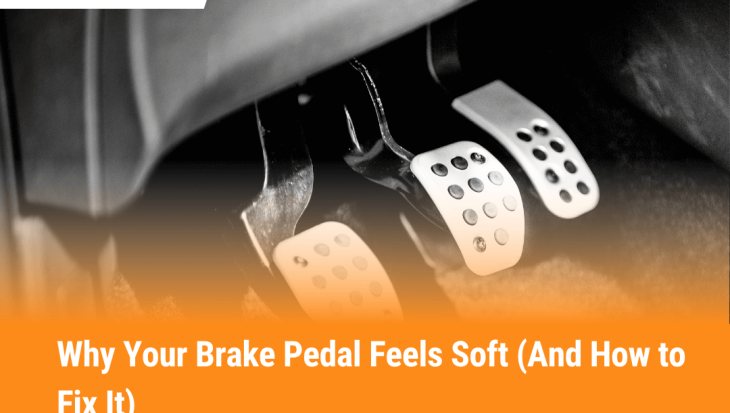 Brake pedal feels soft while driving showing close-up of car pedals