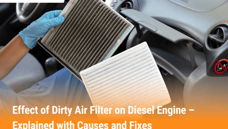 Mechanic holding dirty and clean diesel engine air filters showing the effect of dirty air filter on diesel engine performance