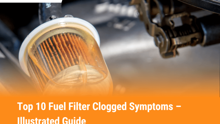 Fuel filter clogged symptoms shown in a close-up of a dirty, debris-filled filter