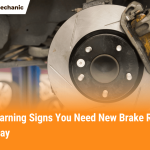 Close-up of car brake rotor used for article on signs you need new brake rotors
