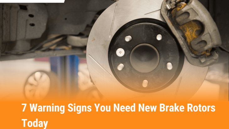 Close-up of car brake rotor used for article on signs you need new brake rotors