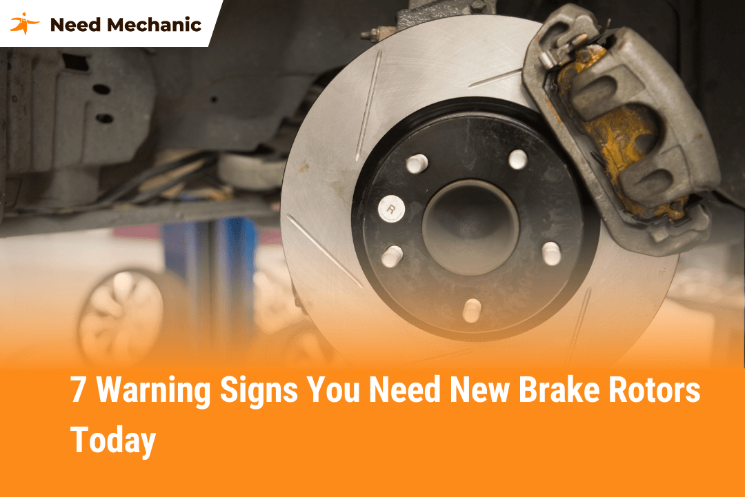 Close-up of car brake rotor used for article on signs you need new brake rotors