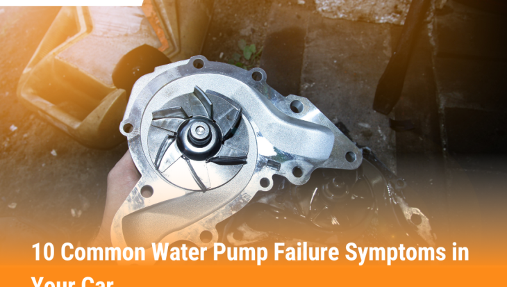 Mechanic holding car part showing symptoms of water pump failure in your car