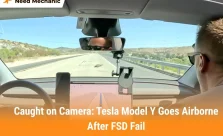Caught on Camera Tesla Model Y Goes Airborne After FSD Fail