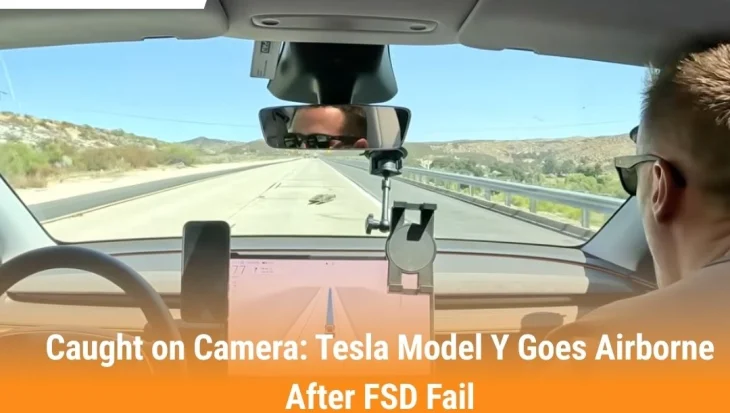 Caught on Camera Tesla Model Y Goes Airborne After FSD Fail