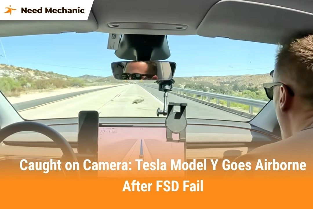 Caught on Camera Tesla Model Y Goes Airborne After FSD Fail