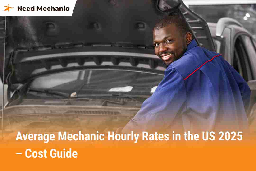 Mechanic working on a car engine with hood open – Average mechanic hourly rates in the US 2025 cost guide.