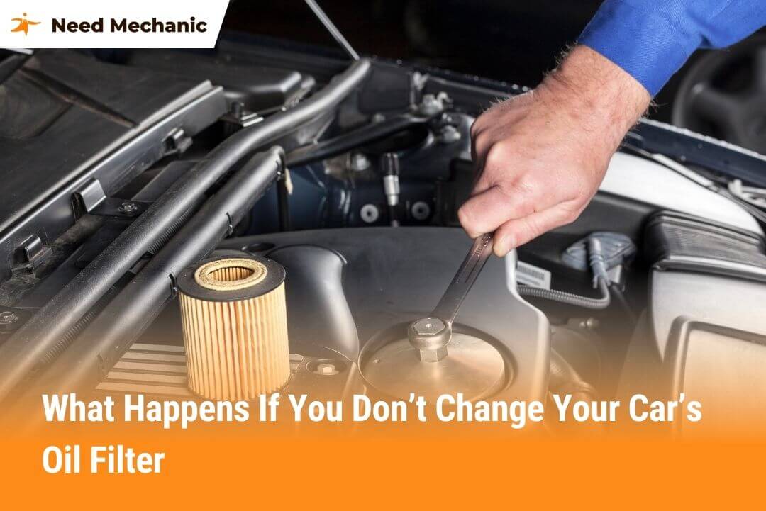echanic replacing oil filter in a car engine, showing what happens if you don’t change oil filter and why regular filter maintenance prevents engine damage.